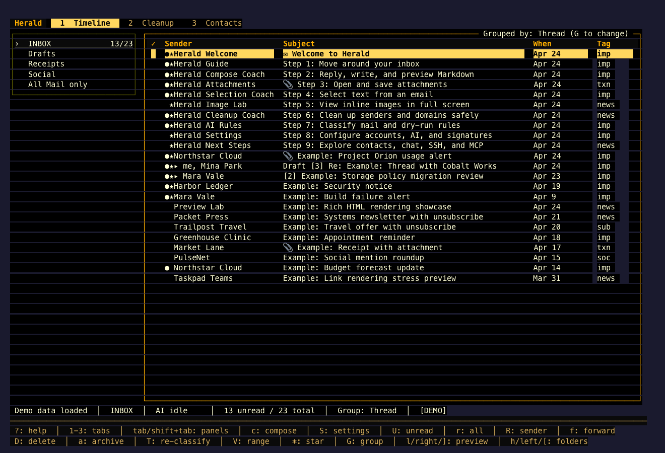 Herald timeline rendered with the Amber Furnace built-in theme