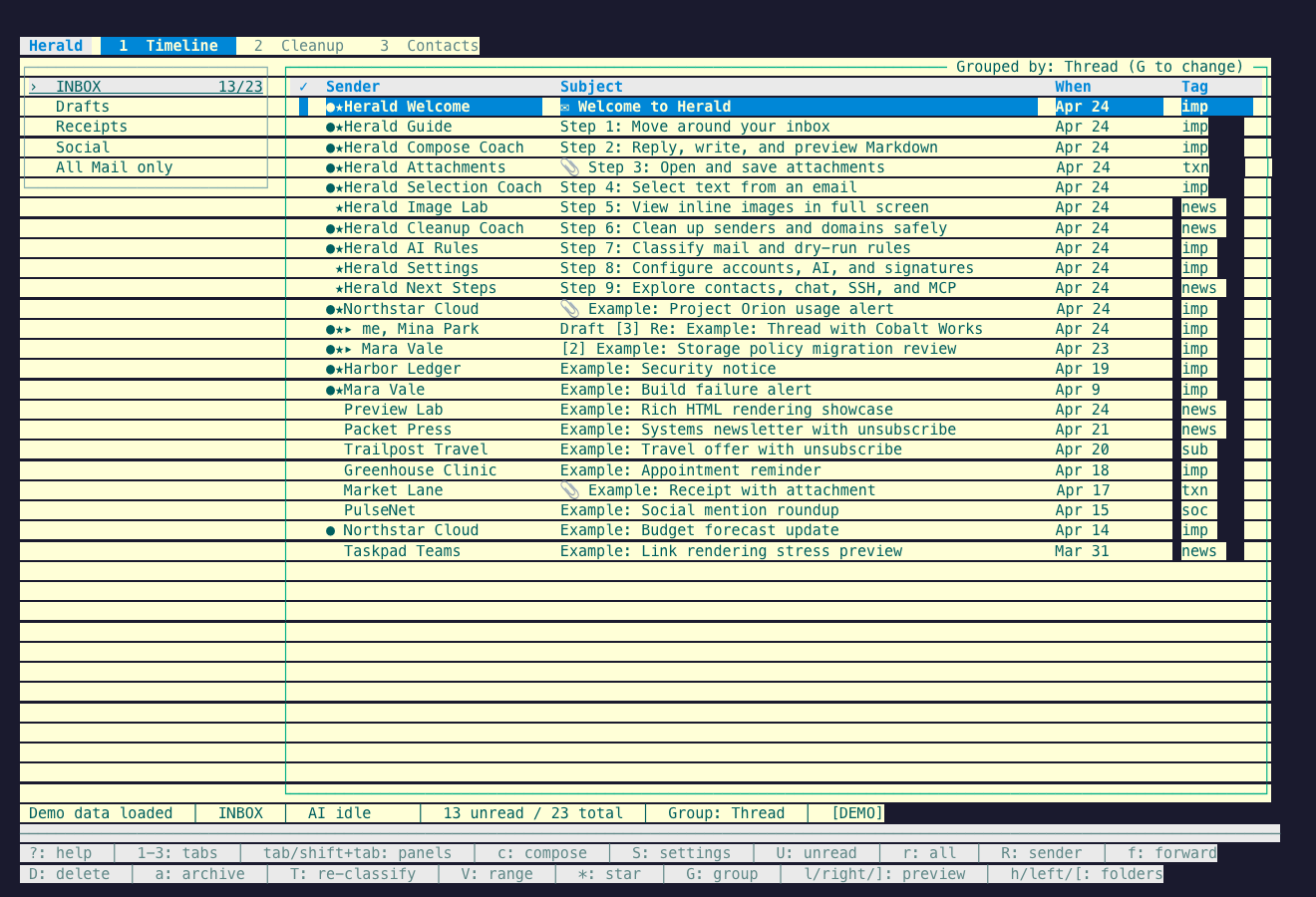 Herald timeline rendered with the Solar Paper built-in theme